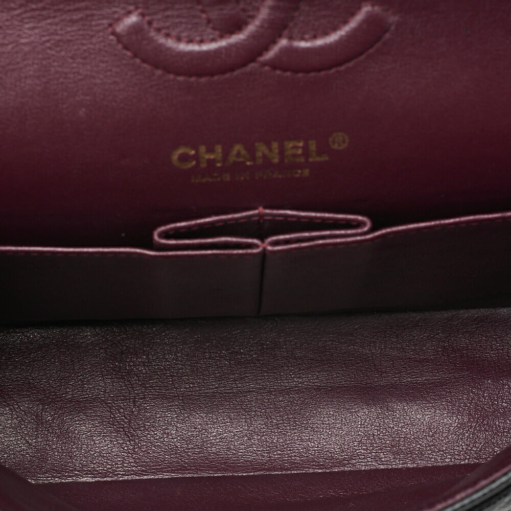 CHANEL Caviar Skin Matelasse 23cm Double Flap Chain Shoulder Black Gold-Tone Hardware, Pre-Owned