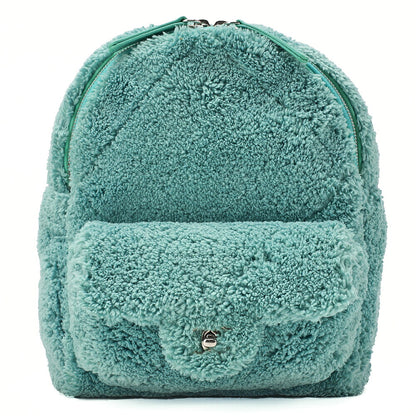 CHANEL Boa x Lambskin Turn Lock Chain Backpack Green Silver-Tone Hardware, Pre-Owned