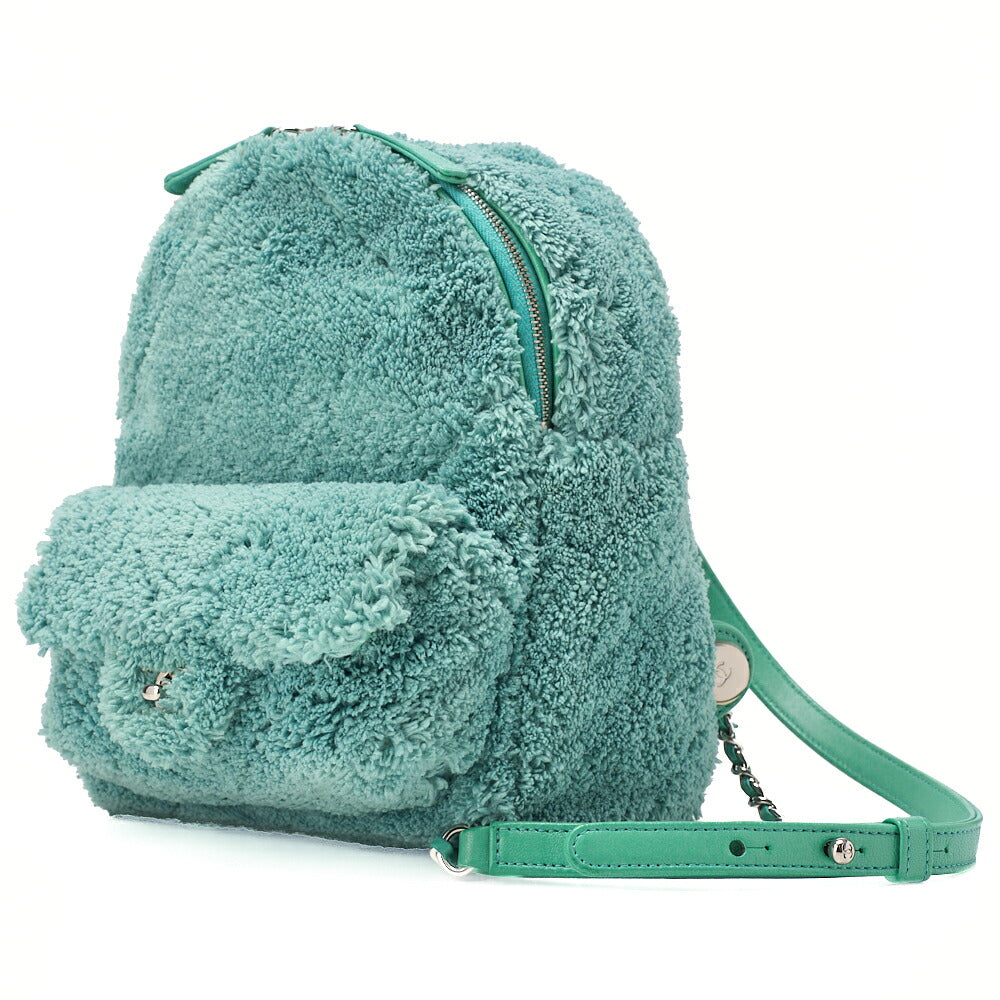 CHANEL Boa x Lambskin Turn Lock Chain Backpack Green Silver-Tone Hardware, Pre-Owned