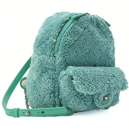 CHANEL Boa x Lambskin Turn Lock Chain Backpack Green Silver-Tone Hardware, Pre-Owned