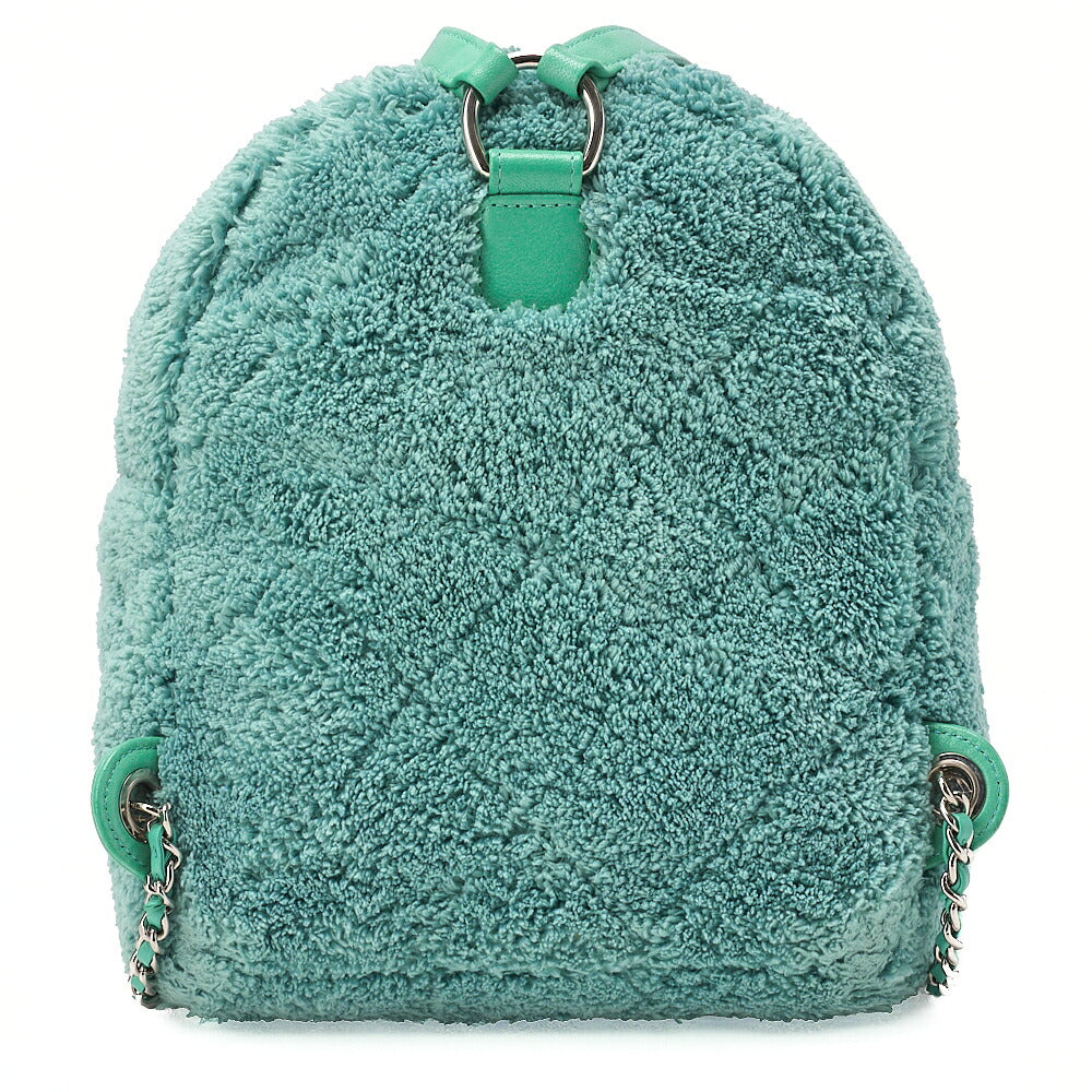 CHANEL Boa x Lambskin Turn Lock Chain Backpack Green Silver-Tone Hardware, Pre-Owned