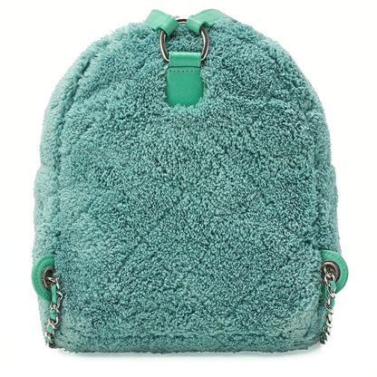 CHANEL Boa x Lambskin Turn Lock Chain Backpack Green Silver-Tone Hardware, Pre-Owned