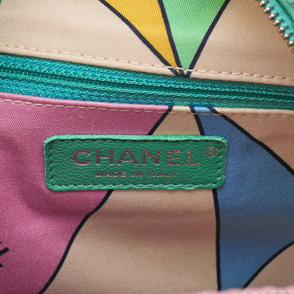 CHANEL Boa x Lambskin Turn Lock Chain Backpack Green Silver-Tone Hardware, Pre-Owned