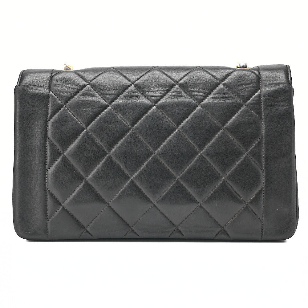 CHANEL Lambskin Matelasse Diana Flap Chain Shoulder Black Gold-Tone Hardware, Pre-Owned