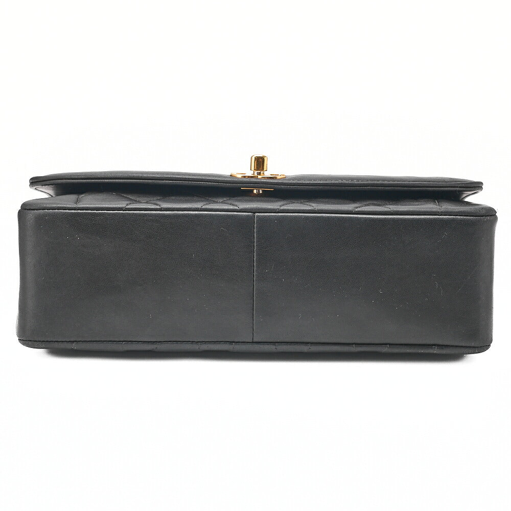 CHANEL Lambskin Matelasse Diana Flap Chain Shoulder Black Gold-Tone Hardware, Pre-Owned