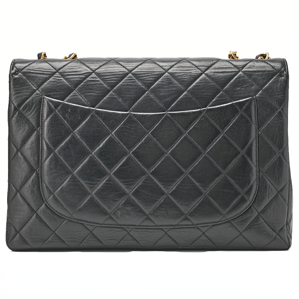 CHANEL Deka Matelasse 30 Chain Shoulder Bag Lambskin Black Gold-Tone Hardware, Pre-Owned