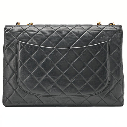 CHANEL Deka Matelasse 30 Chain Shoulder Bag Lambskin Black Gold-Tone Hardware, Pre-Owned