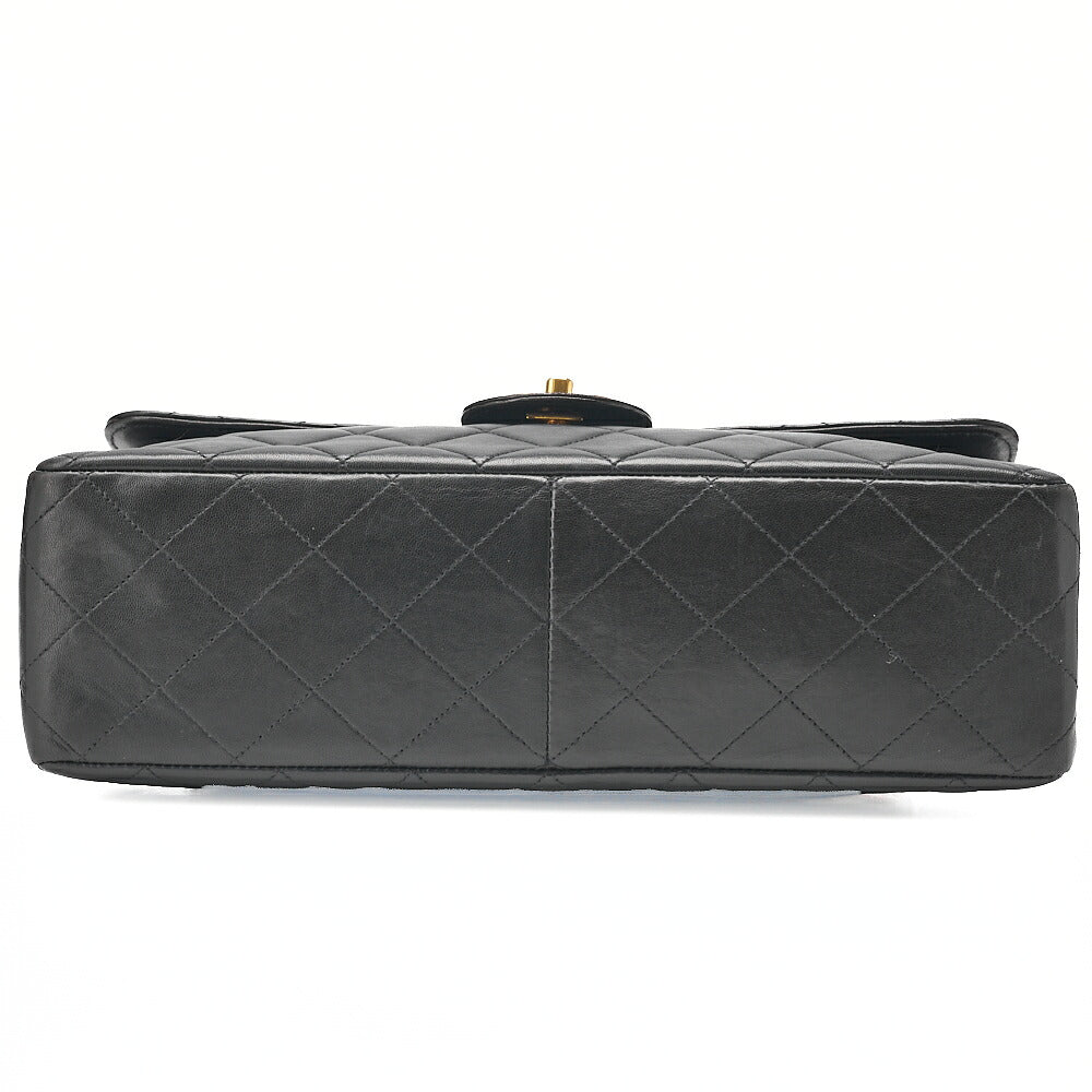 CHANEL Deka Matelasse 30 Chain Shoulder Bag Lambskin Black Gold-Tone Hardware, Pre-Owned