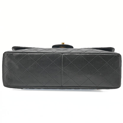 CHANEL Deka Matelasse 30 Chain Shoulder Bag Lambskin Black Gold-Tone Hardware, Pre-Owned