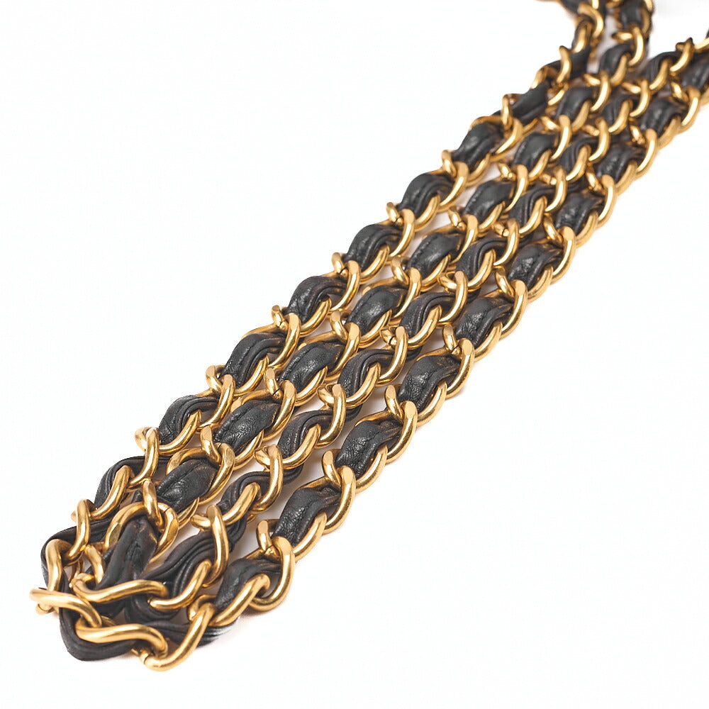 CHANEL Deka Matelasse 30 Chain Shoulder Bag Lambskin Black Gold-Tone Hardware, Pre-Owned