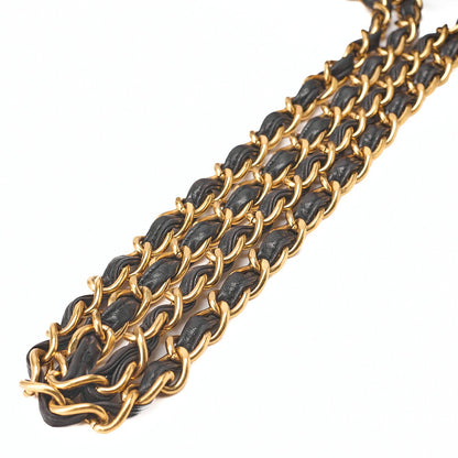 CHANEL Deka Matelasse 30 Chain Shoulder Bag Lambskin Black Gold-Tone Hardware, Pre-Owned