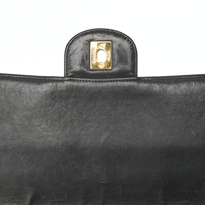 CHANEL Deka Matelasse 30 Chain Shoulder Bag Lambskin Black Gold-Tone Hardware, Pre-Owned