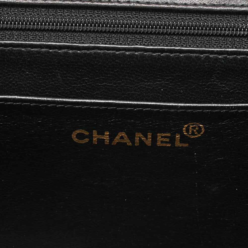 CHANEL Deka Matelasse 30 Chain Shoulder Bag Lambskin Black Gold-Tone Hardware, Pre-Owned