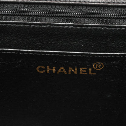 CHANEL Deka Matelasse 30 Chain Shoulder Bag Lambskin Black Gold-Tone Hardware, Pre-Owned