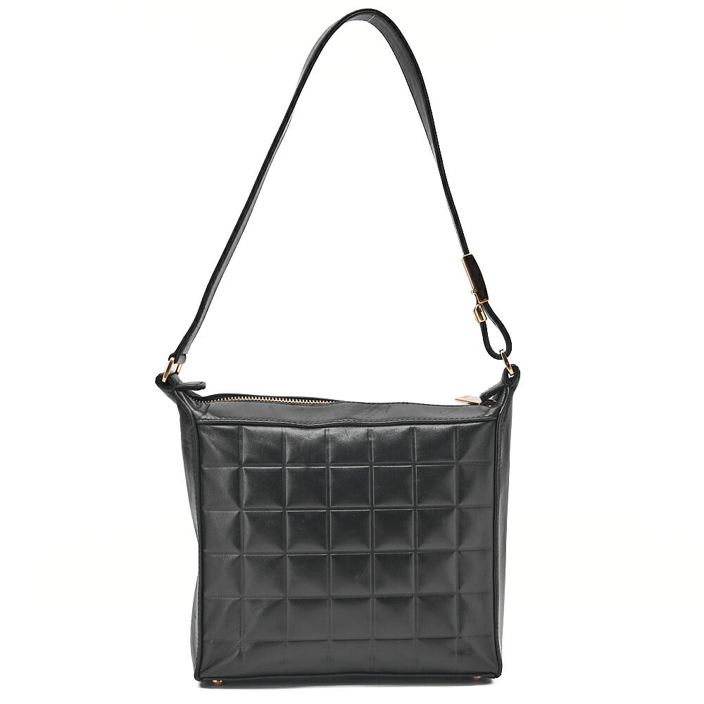 CHANEL One-Shoulder Bag Choco Bar Coco Mark Lambskin Black Gold-Tone Hardware, Pre-Owned