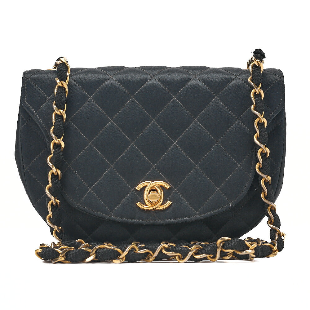 CHANEL Chanel Matelasse Chain Shoulder Satin Black Gold-Tone Hardware, Pre-Owned