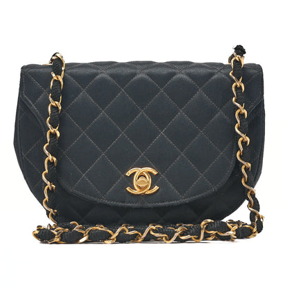 CHANEL Chanel Matelasse Chain Shoulder Satin Black Gold-Tone Hardware, Pre-Owned