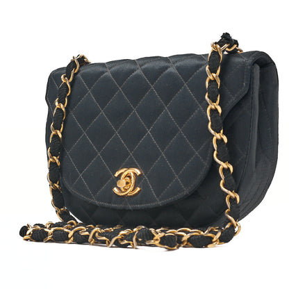 CHANEL Chanel Matelasse Chain Shoulder Satin Black Gold-Tone Hardware, Pre-Owned