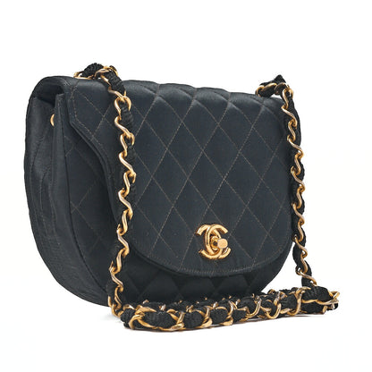 CHANEL Chanel Matelasse Chain Shoulder Satin Black Gold-Tone Hardware, Pre-Owned