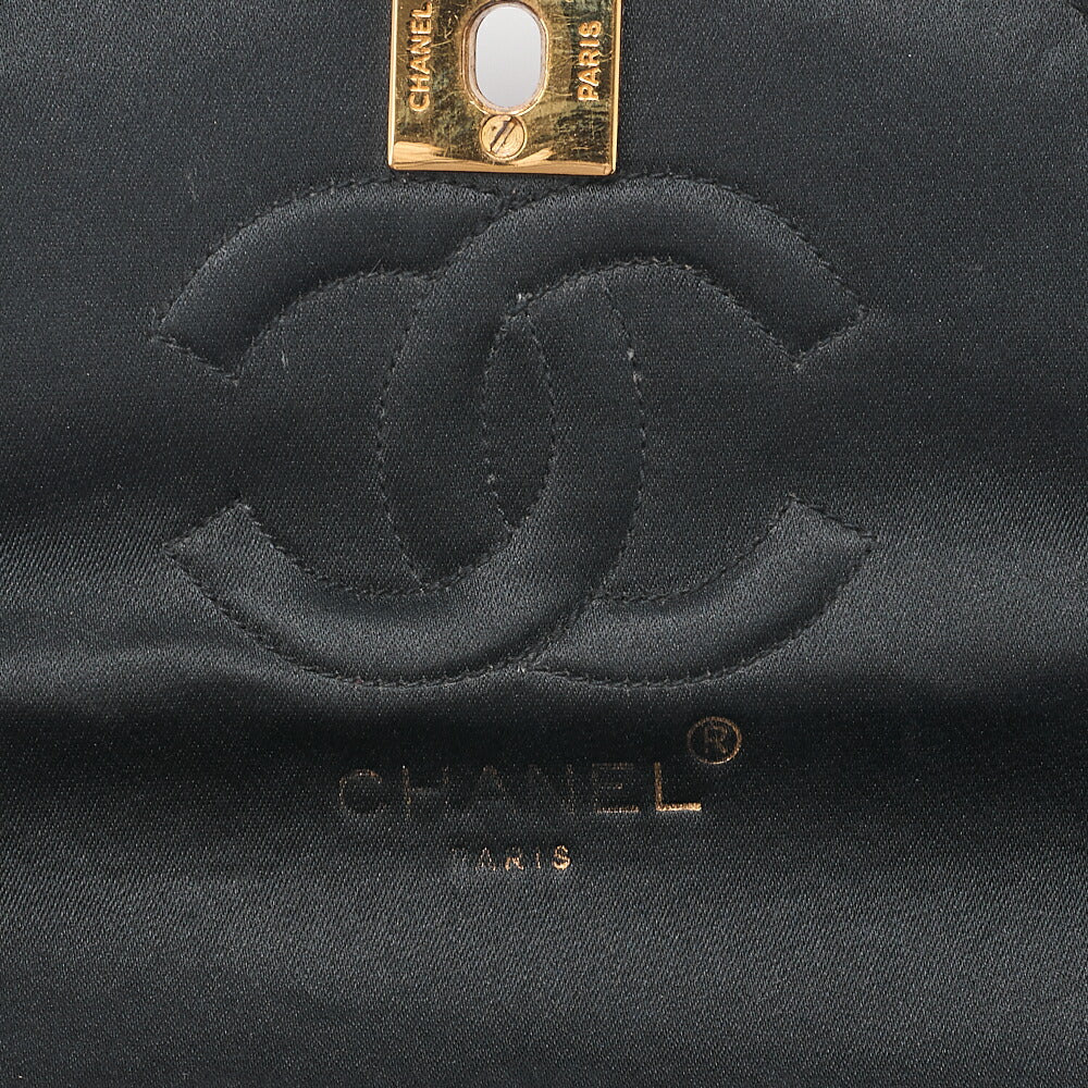 CHANEL Chanel Matelasse Chain Shoulder Satin Black Gold-Tone Hardware, Pre-Owned