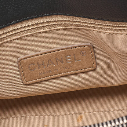 CHANEL Caviar Skin Matelasse DekaCoco Mark Chain Tote Bag Black Silver-Tone Hardware, Pre-Owned