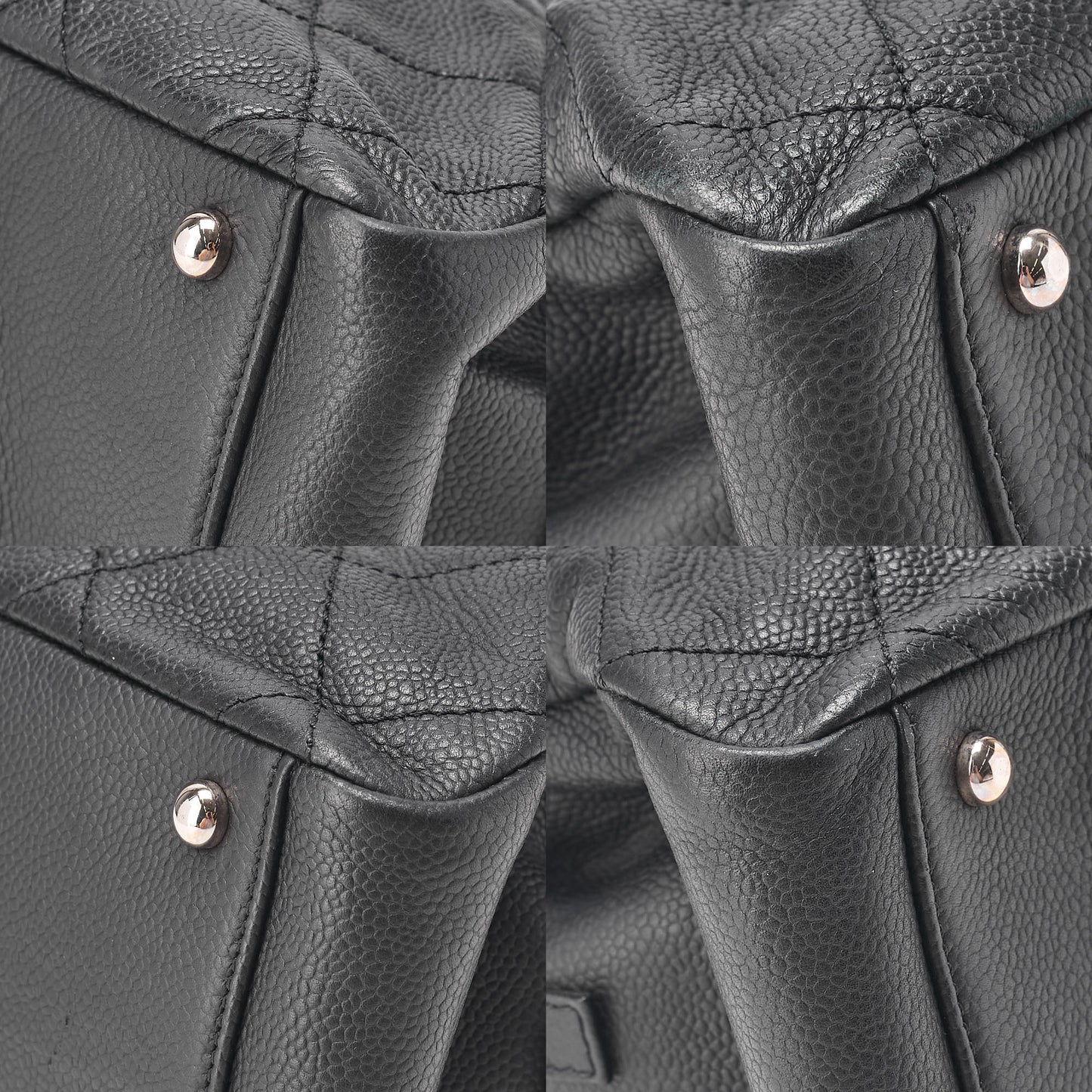 CHANEL Caviar Skin Matelasse DekaCoco Mark Chain Tote Bag Black Silver-Tone Hardware, Pre-Owned