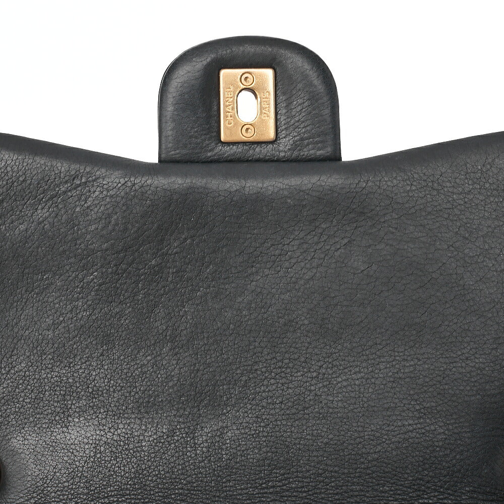 CHANEL Lambskin V-Stitch Turn Lock Chain Shoulder Black Gold-Tone Hardware, Pre-Owned