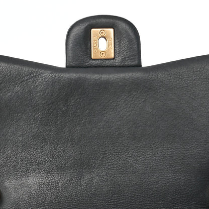 CHANEL Lambskin V-Stitch Turn Lock Chain Shoulder Black Gold-Tone Hardware, Pre-Owned