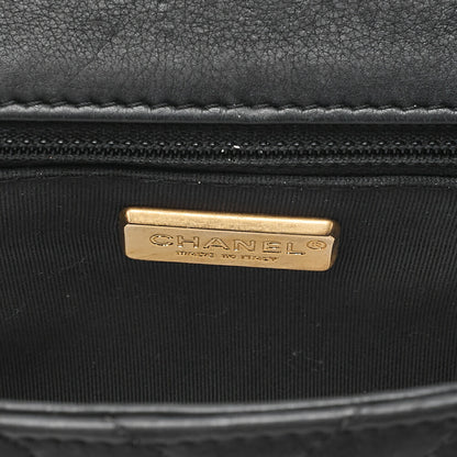 CHANEL Lambskin V-Stitch Turn Lock Chain Shoulder Black Gold-Tone Hardware, Pre-Owned