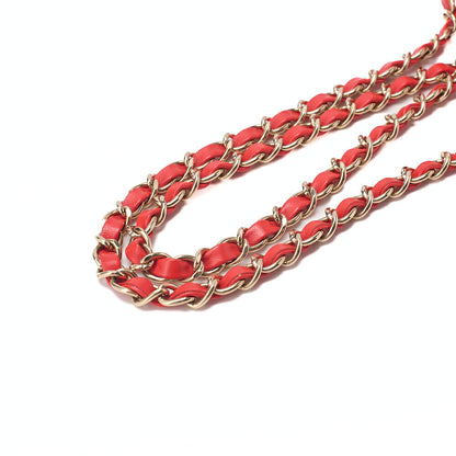 CHANEL Chain Shoulder Bag Mini Matelasse 17cm Lambskin V-Stitch Single Flap Red Gold-Tone Hardware, Pre-Owned