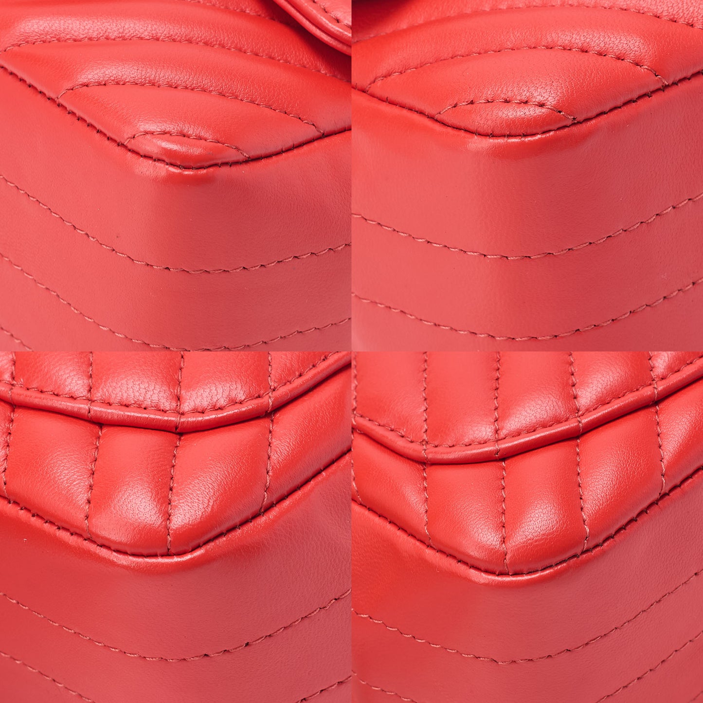 CHANEL Chain Shoulder Bag Mini Matelasse 17cm Lambskin V-Stitch Single Flap Red Gold-Tone Hardware, Pre-Owned