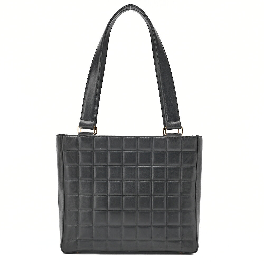 CHANEL Tote Bag Choco Bar Coco Mark Lambskin Black Gold-Tone Hardware, Pre-Owned