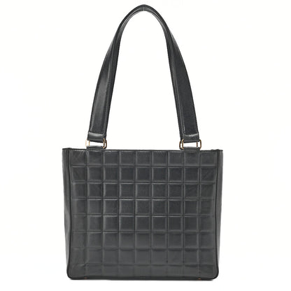 CHANEL Tote Bag Choco Bar Coco Mark Lambskin Black Gold-Tone Hardware, Pre-Owned
