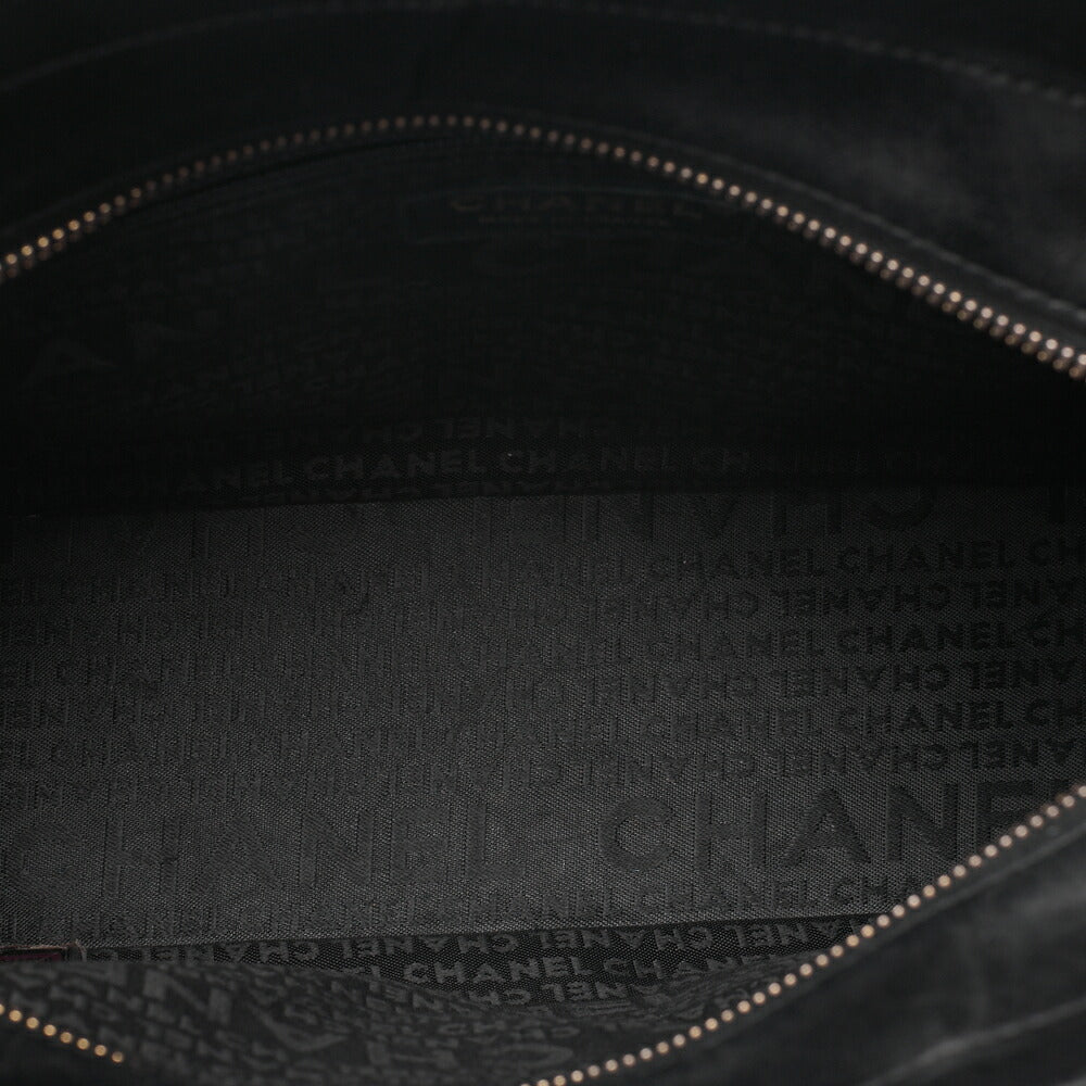CHANEL Tote Bag Choco Bar Coco Mark Lambskin Black Gold-Tone Hardware, Pre-Owned