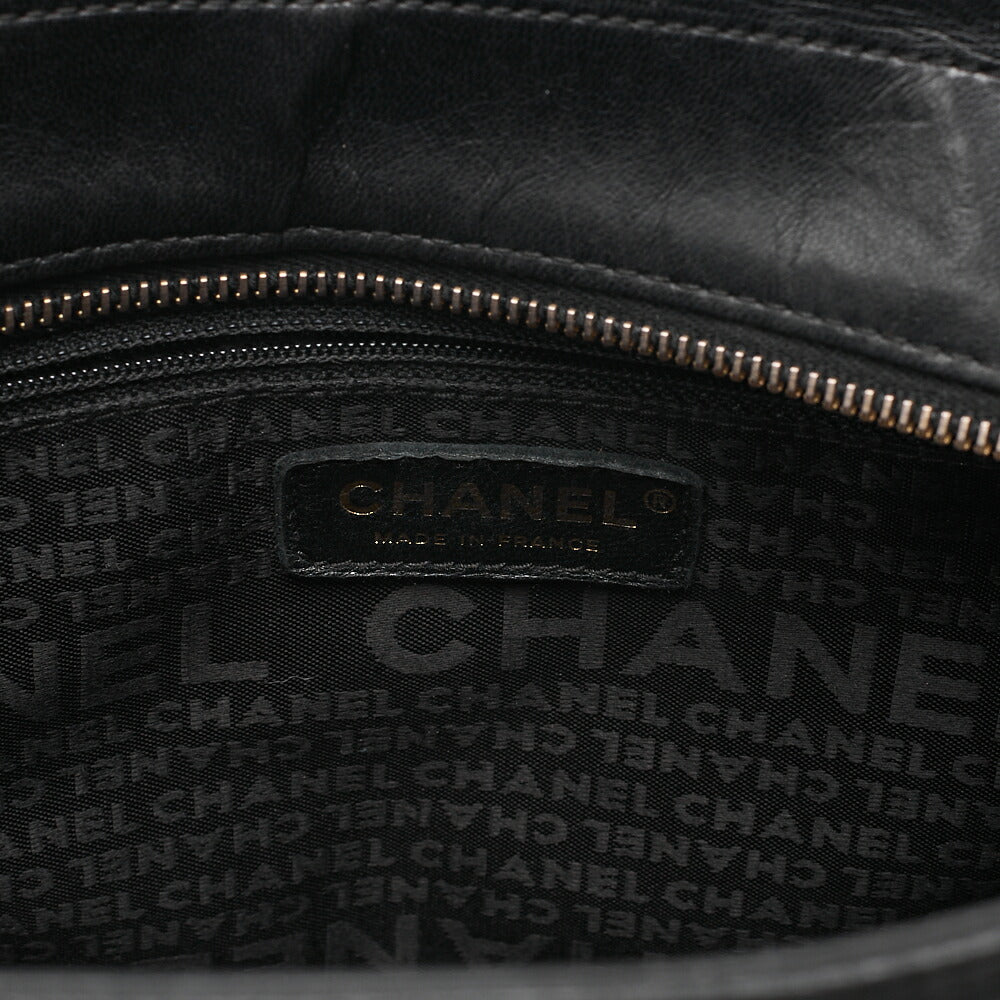 CHANEL Tote Bag Choco Bar Coco Mark Lambskin Black Gold-Tone Hardware, Pre-Owned