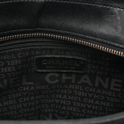 CHANEL Tote Bag Choco Bar Coco Mark Lambskin Black Gold-Tone Hardware, Pre-Owned