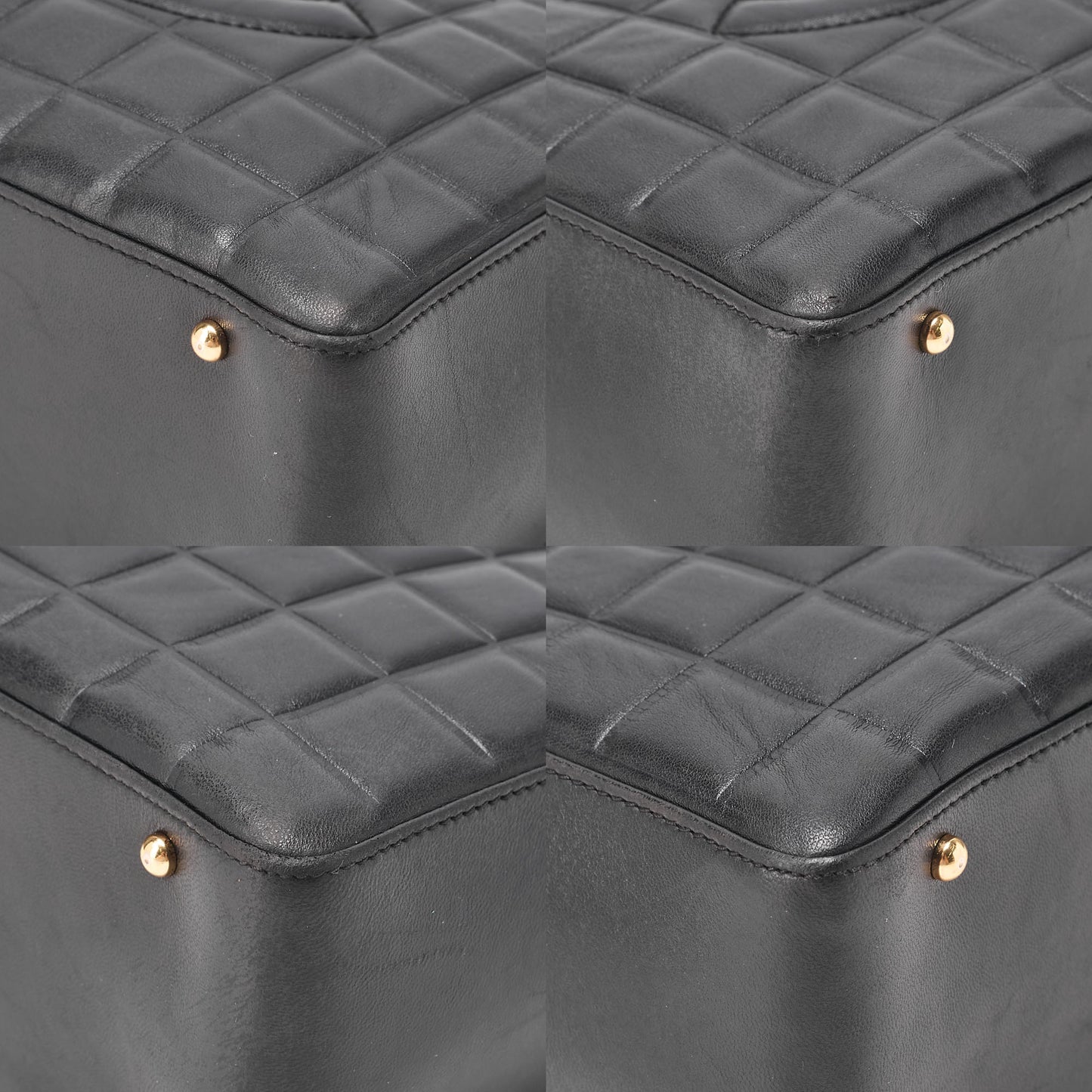 CHANEL Tote Bag Choco Bar Coco Mark Lambskin Black Gold-Tone Hardware, Pre-Owned