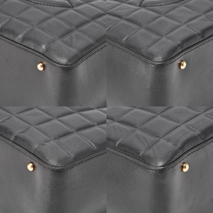 CHANEL Tote Bag Choco Bar Coco Mark Lambskin Black Gold-Tone Hardware, Pre-Owned