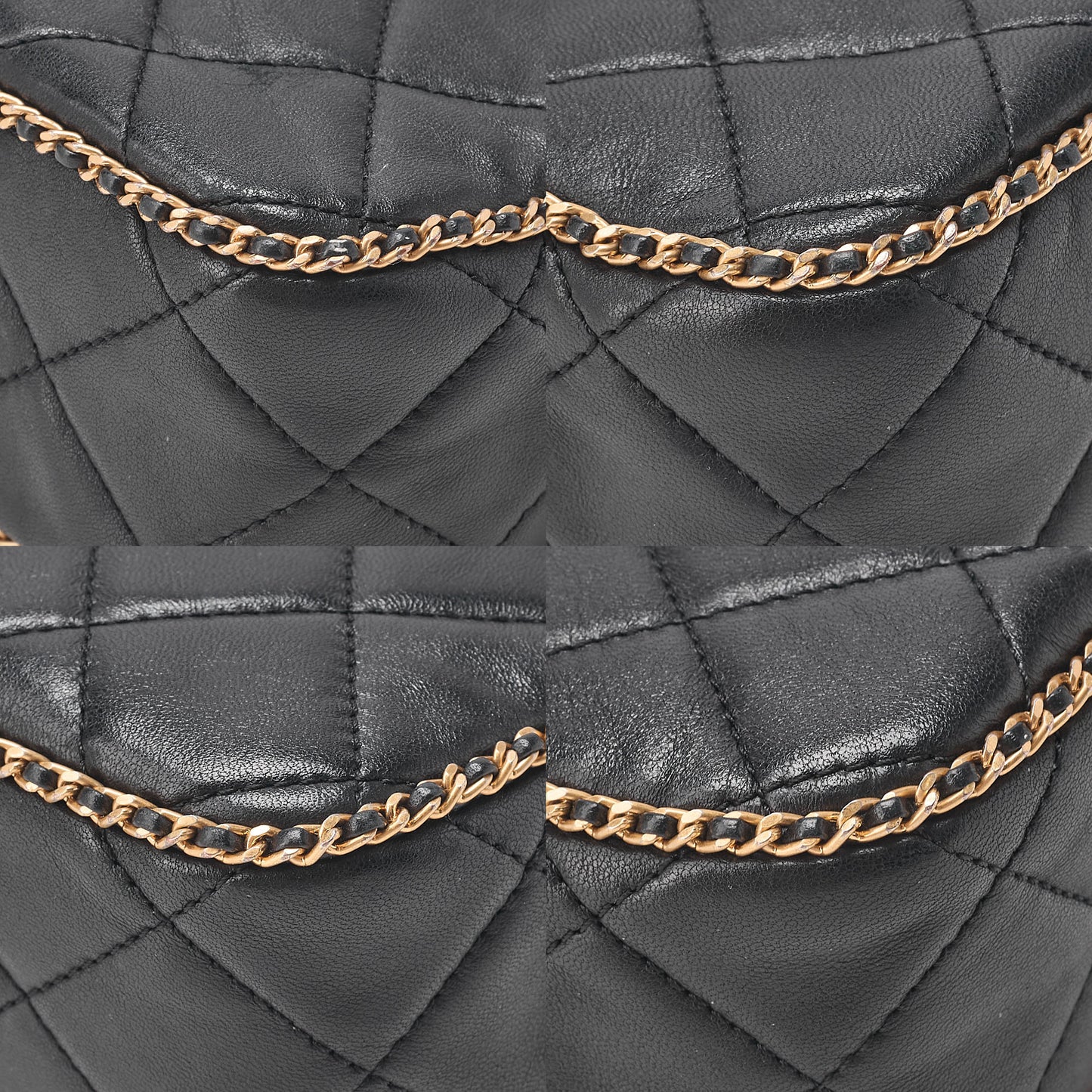 CHANEL Lambskin Luxury Line Coco Mark Chain Shoulder Black Gold-Tone Hardware, Pre-Owned