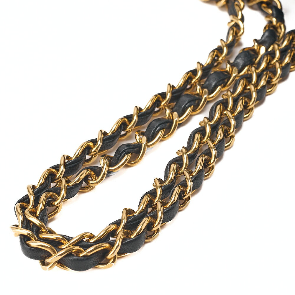 CHANEL Lambskin Matelasse 25cm Double Flap Chain Shoulder Black Gold-Tone Hardware, Pre-Owned