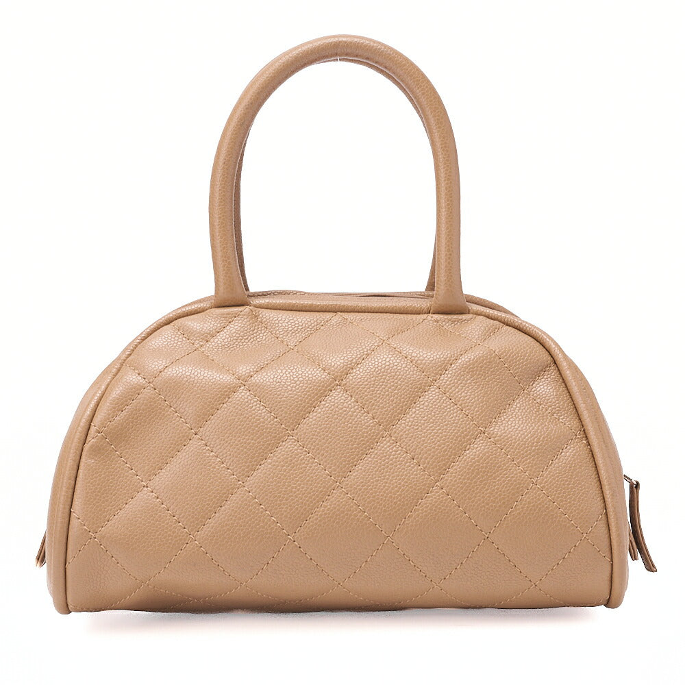 CHANEL Caviar Skin Matelasse Boring Bag Beige Silver-Tone Hardware, Pre-Owned
