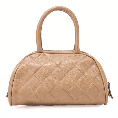 CHANEL Caviar Skin Matelasse Boring Bag Beige Silver-Tone Hardware, Pre-Owned