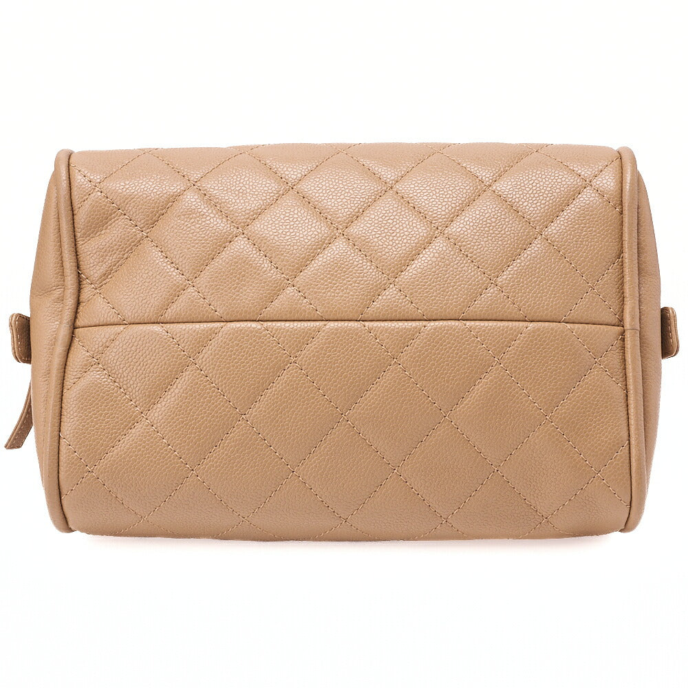 CHANEL Caviar Skin Matelasse Boring Bag Beige Silver-Tone Hardware, Pre-Owned