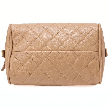 CHANEL Caviar Skin Matelasse Boring Bag Beige Silver-Tone Hardware, Pre-Owned