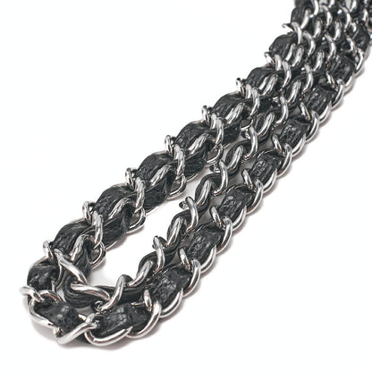 CHANEL Caviar Skin Matelasse 25cm Double Flap Chain Shoulder Black Silver-Tone Hardware, Pre-Owned