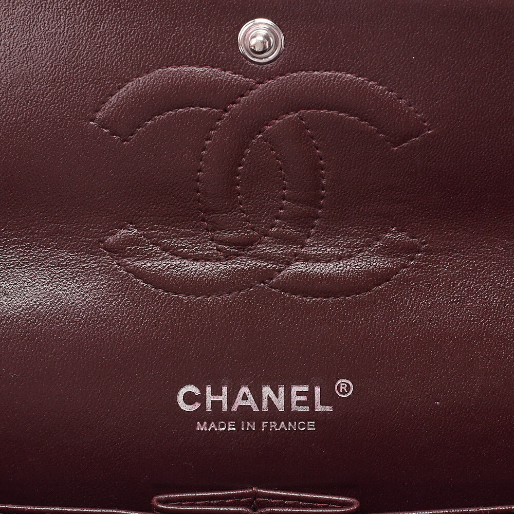 CHANEL Caviar Skin Matelasse 25cm Double Flap Chain Shoulder Black Silver-Tone Hardware, Pre-Owned