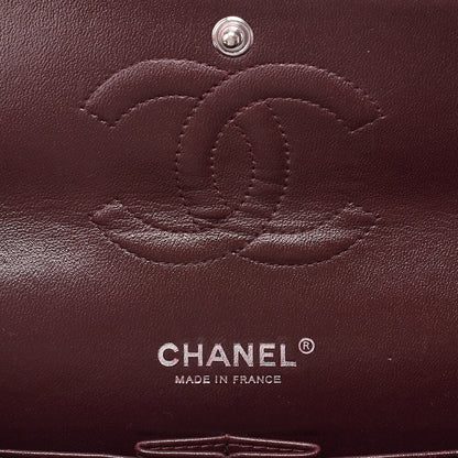 CHANEL Caviar Skin Matelasse 25cm Double Flap Chain Shoulder Black Silver-Tone Hardware, Pre-Owned