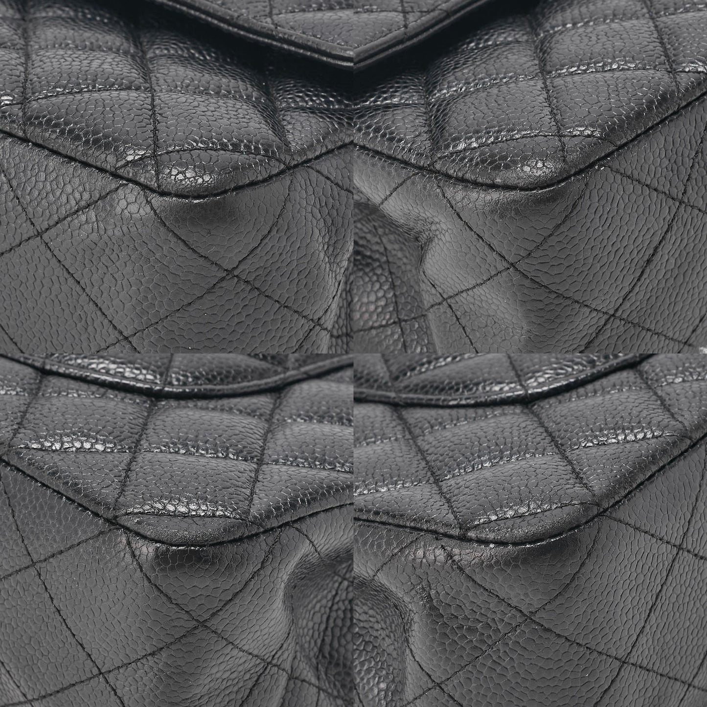 CHANEL Caviar Skin Matelasse 25cm Double Flap Chain Shoulder Black Silver-Tone Hardware, Pre-Owned