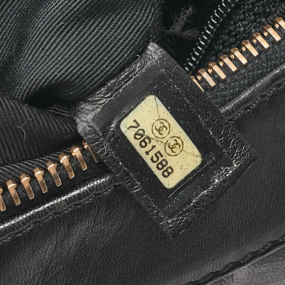 CHANEL One-Shoulder Bag Choco Bar Coco Mark Lambskin Black Gold-Tone Hardware, Pre-Owned