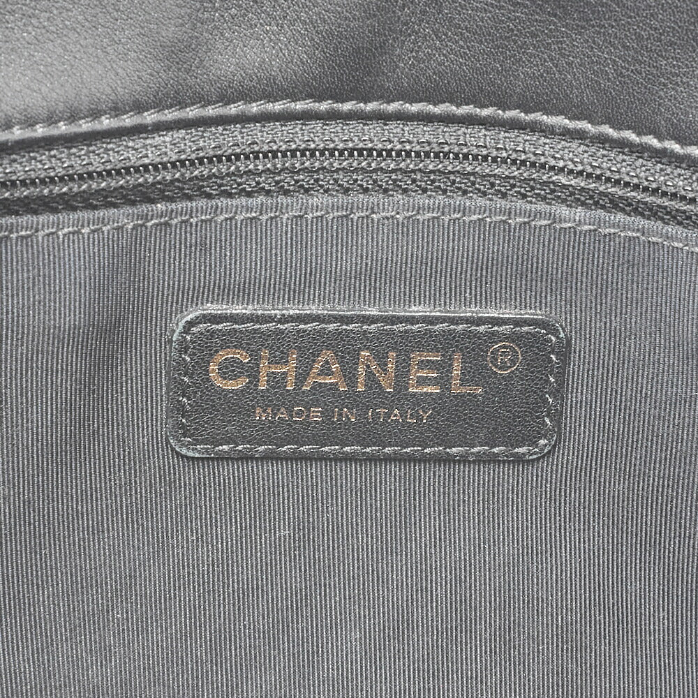 CHANEL Double Che Shoulder Bag Single Flap Matelasse Calfskin Bicolor White x Black Gold-Tone Hardware, Pre-Owned